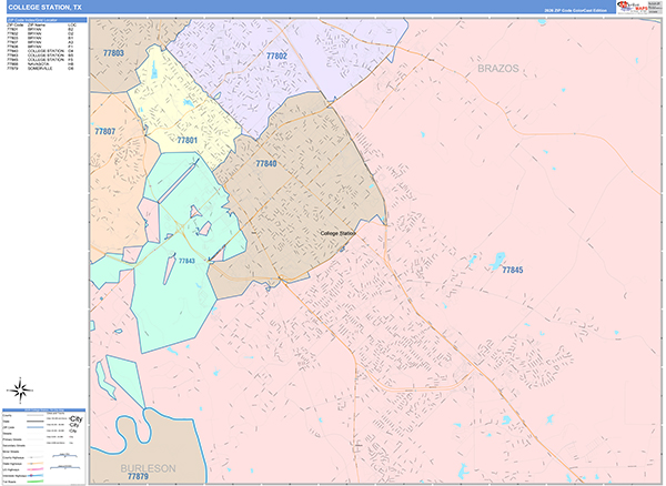 College Station Wall Map